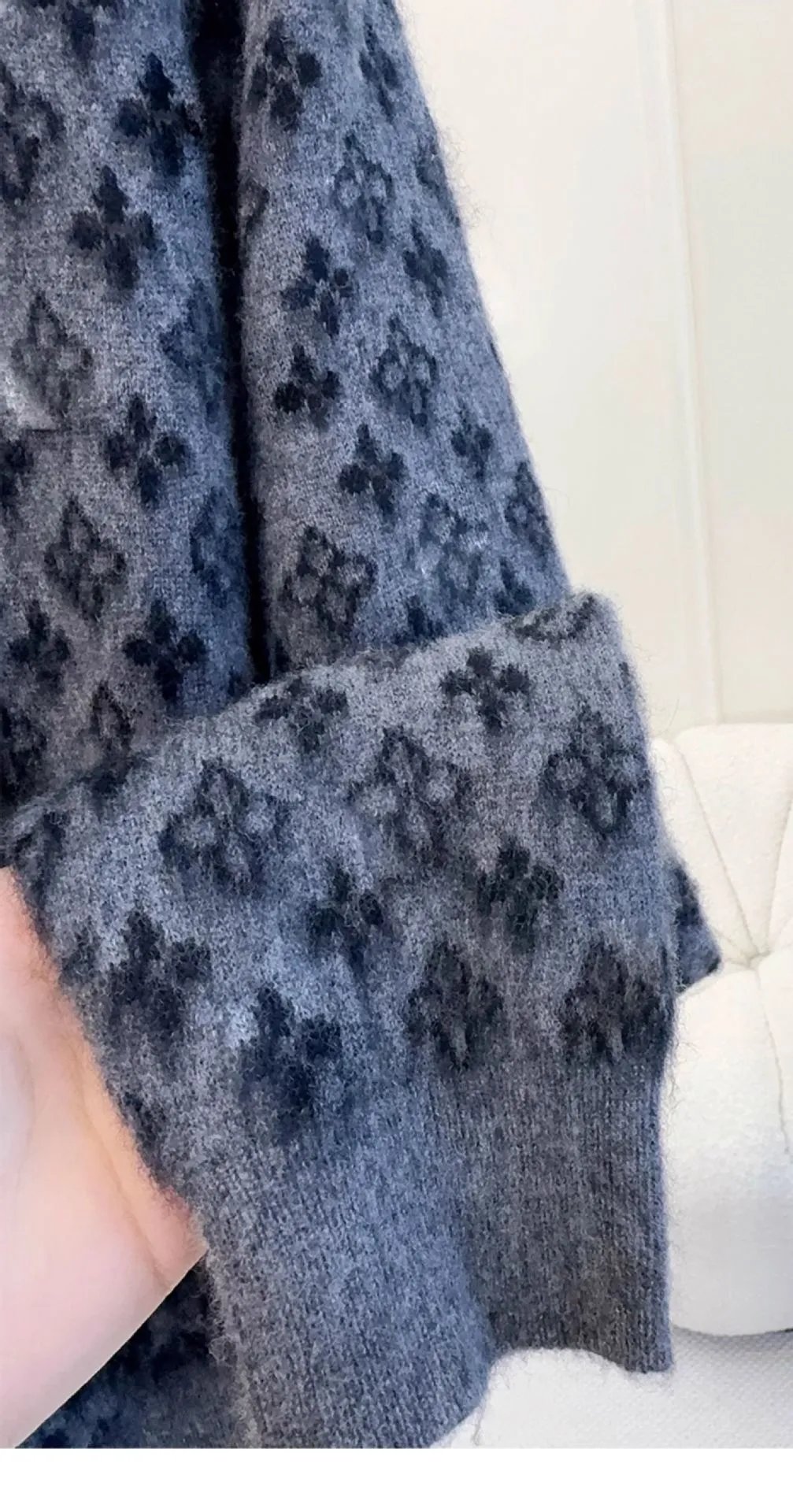 Louis Vuitton Monogram Knit Cardigan Gray - 7