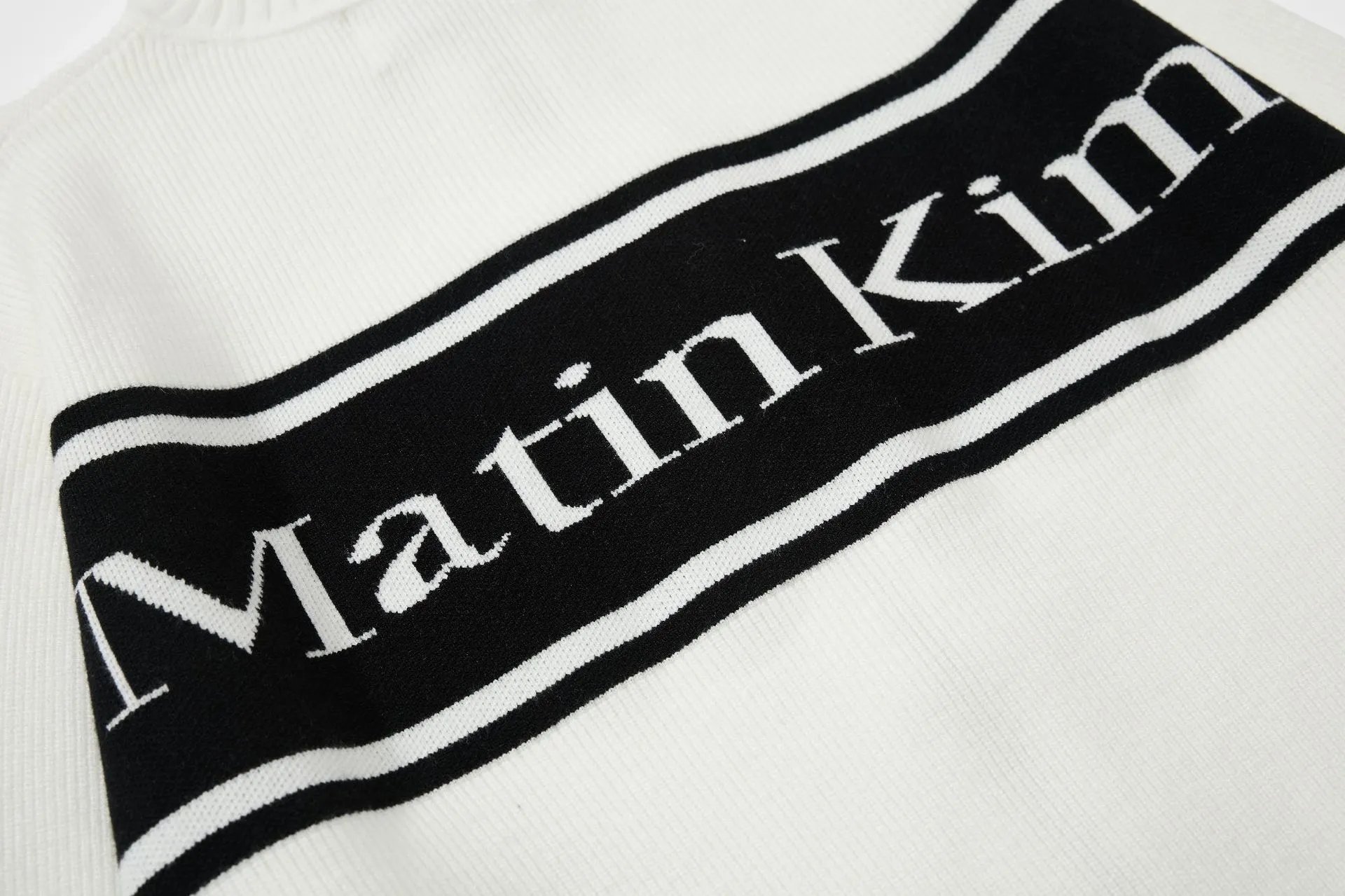 Matin Kim Logo Stripe Turtleneck Sweater Black - 45