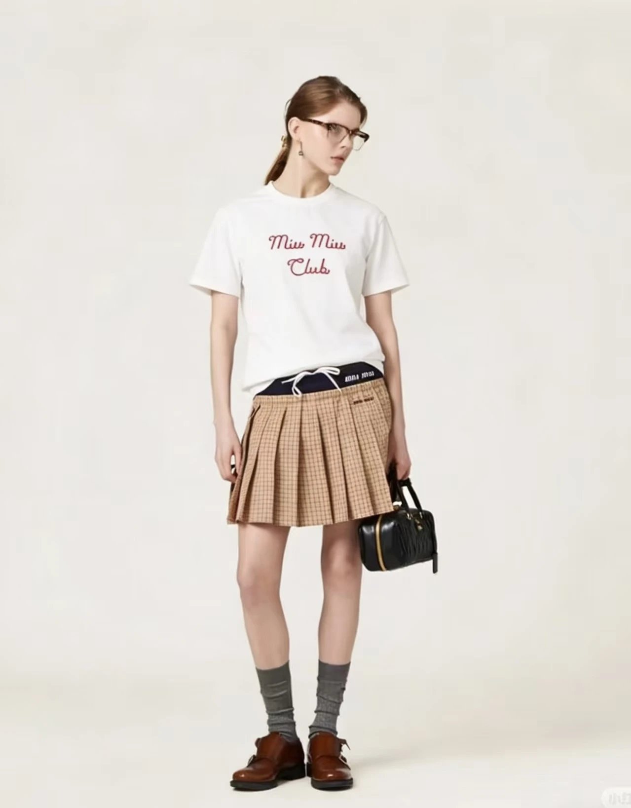 Miu Miu Club Embroidered Gray T-Shirt - 7