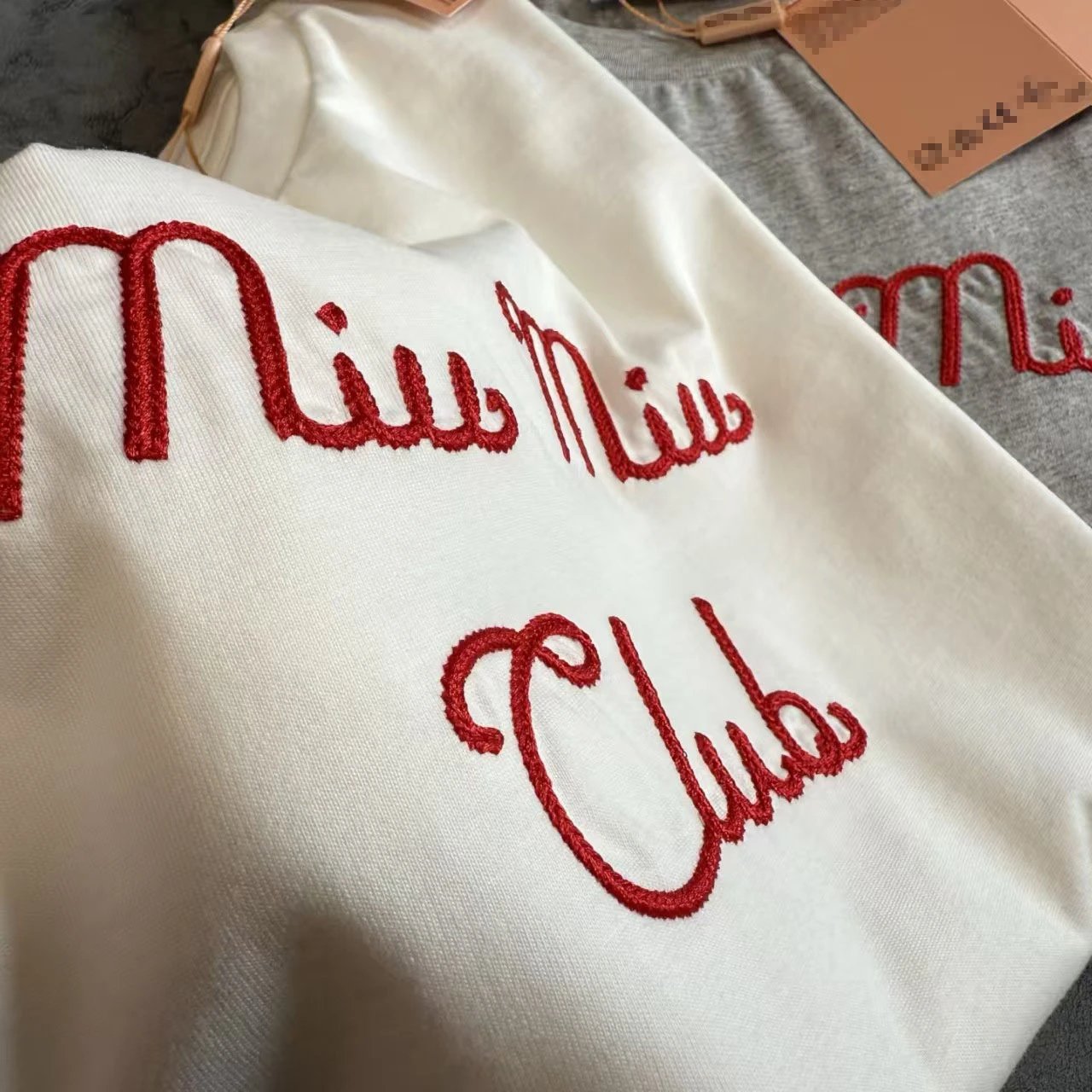 Miu Miu Club Embroidered Gray T-Shirt - 12