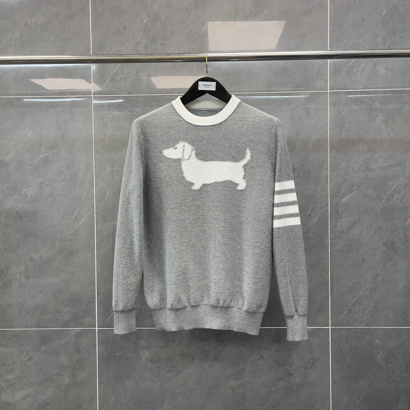 Thom Browne Dachshund Intarsia Knit Sweater Navy - 8