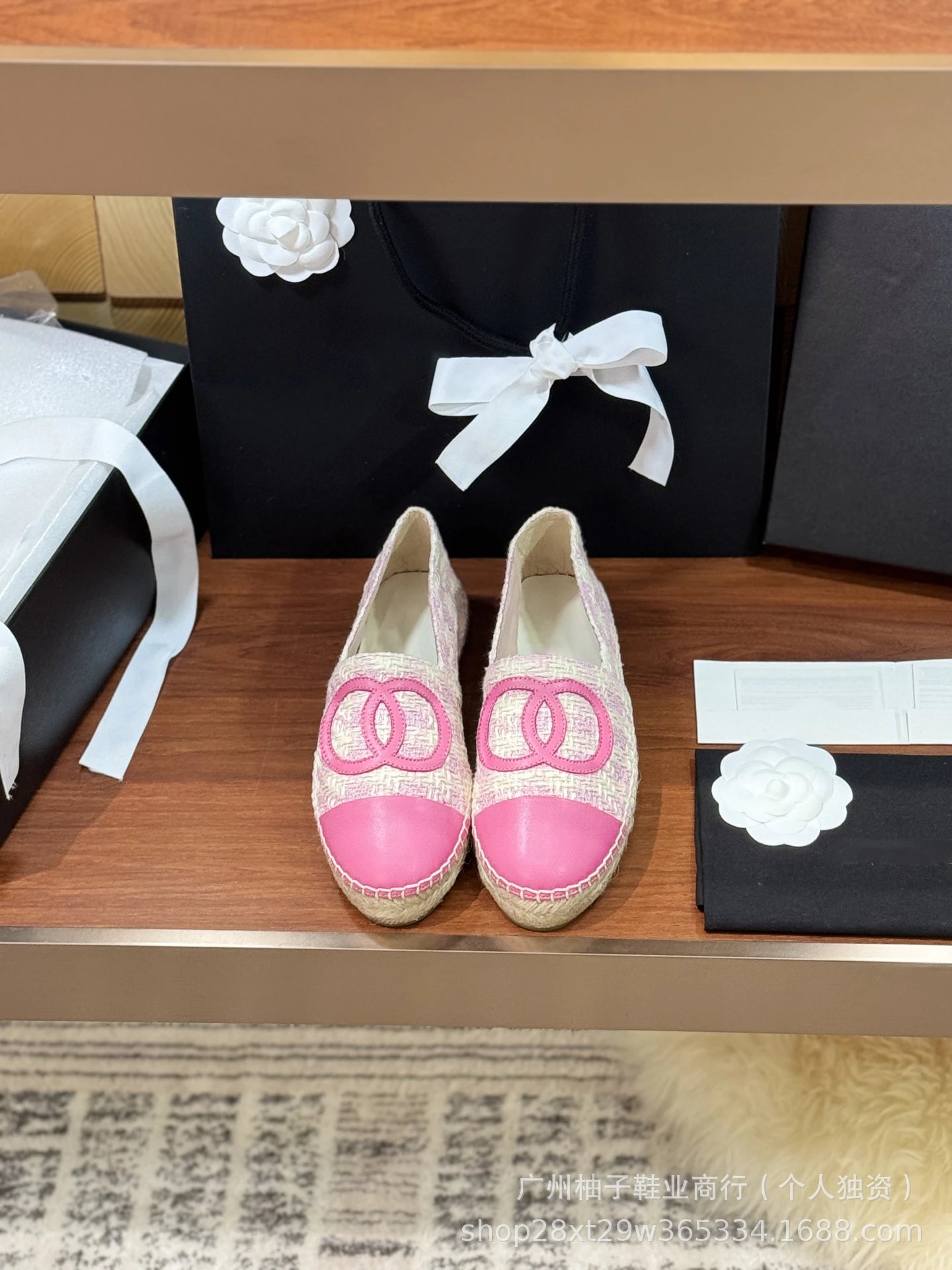 Chanel CC Logo Tweed Espadrille Loafers Gold Toe Women's Casual Shoes - 24