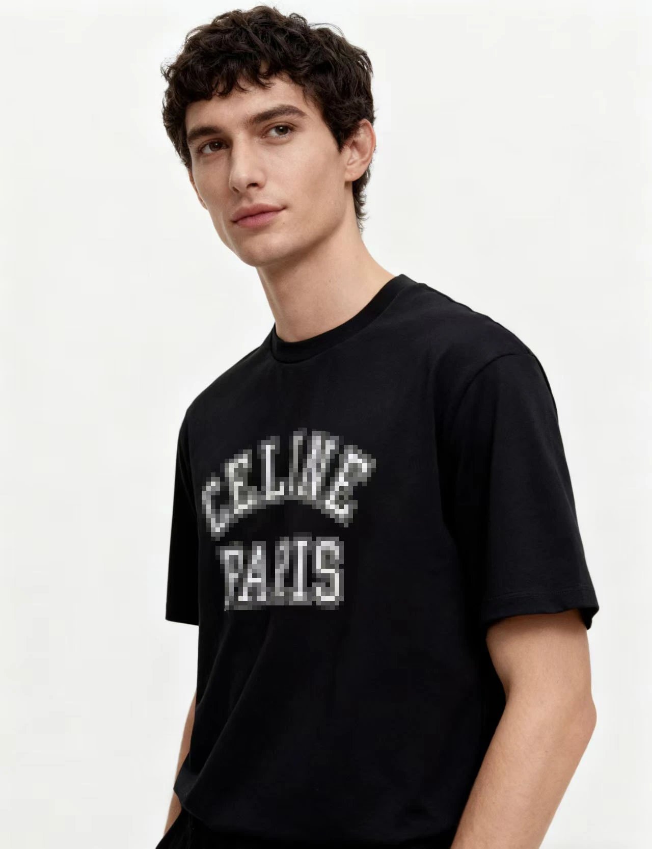 Celine Pixelated Logo Black T-Shirt - 8