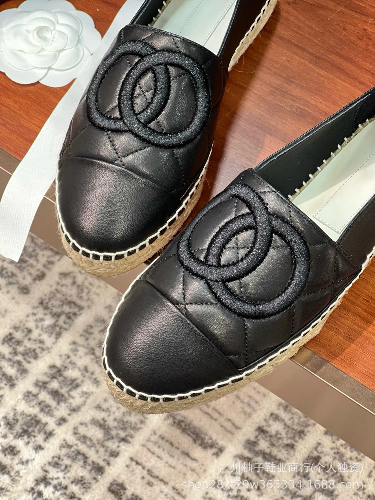 Chanel CC Logo Tweed Espadrille Loafers Gold Toe Women's Casual Shoes - 13