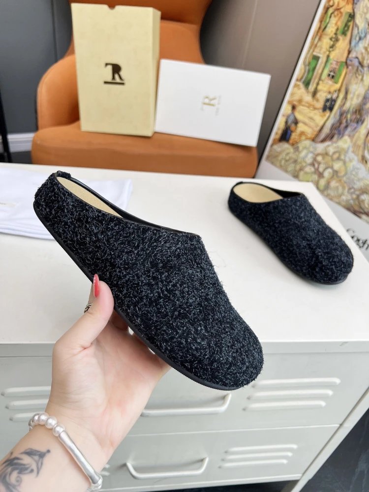 R Brand Wool-Blend Mule Slippers Charcoal Gray Slippers - 33