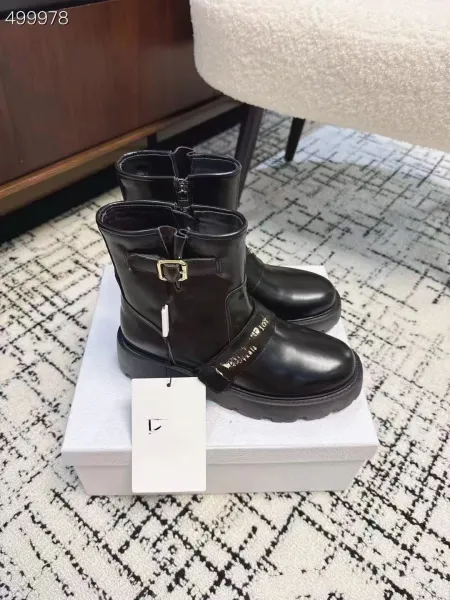 Christian Dior Saddle Boots Black Leather Ankle Boots - 6