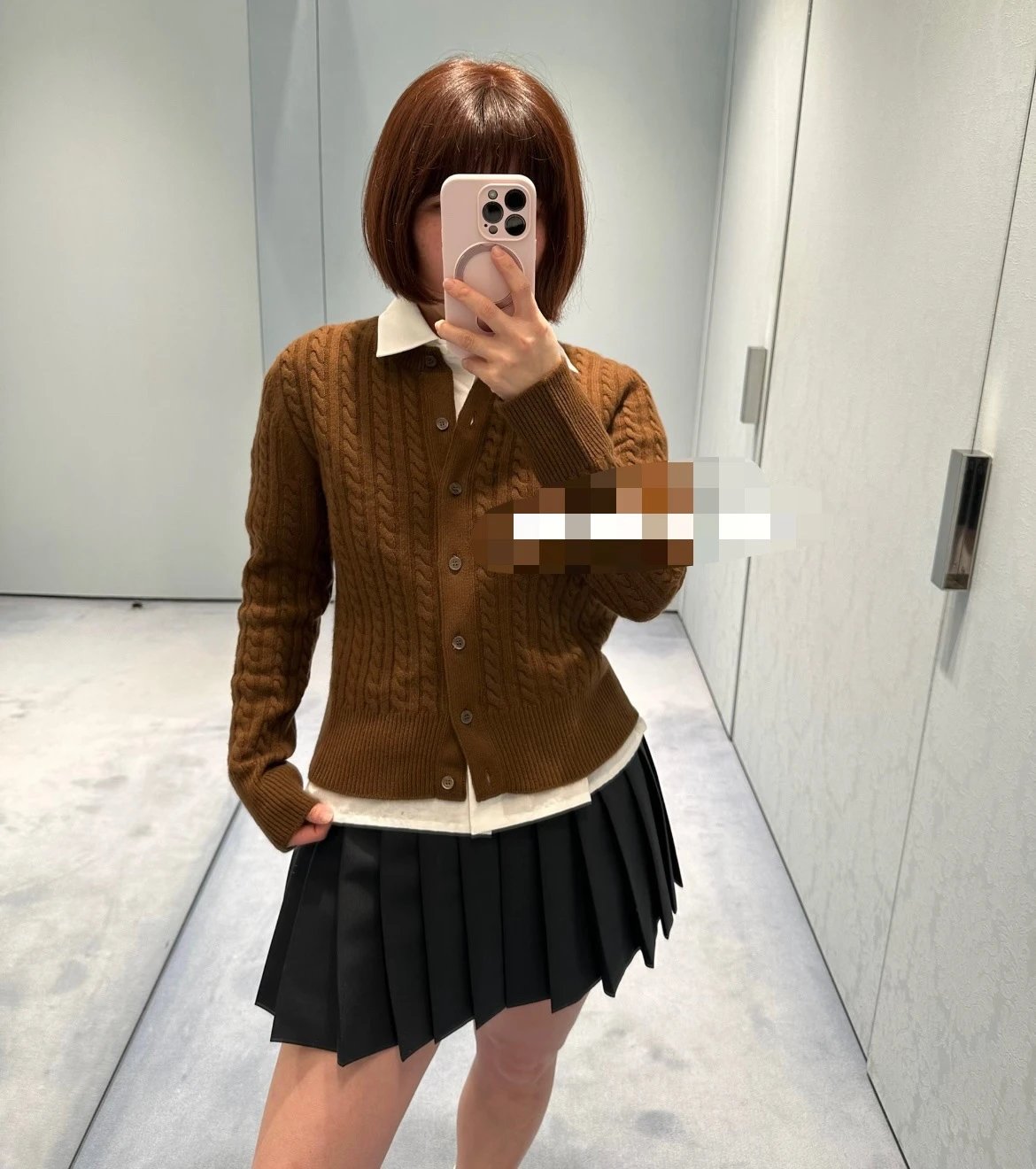 Design Cable Knit Brown Cardigan - 3