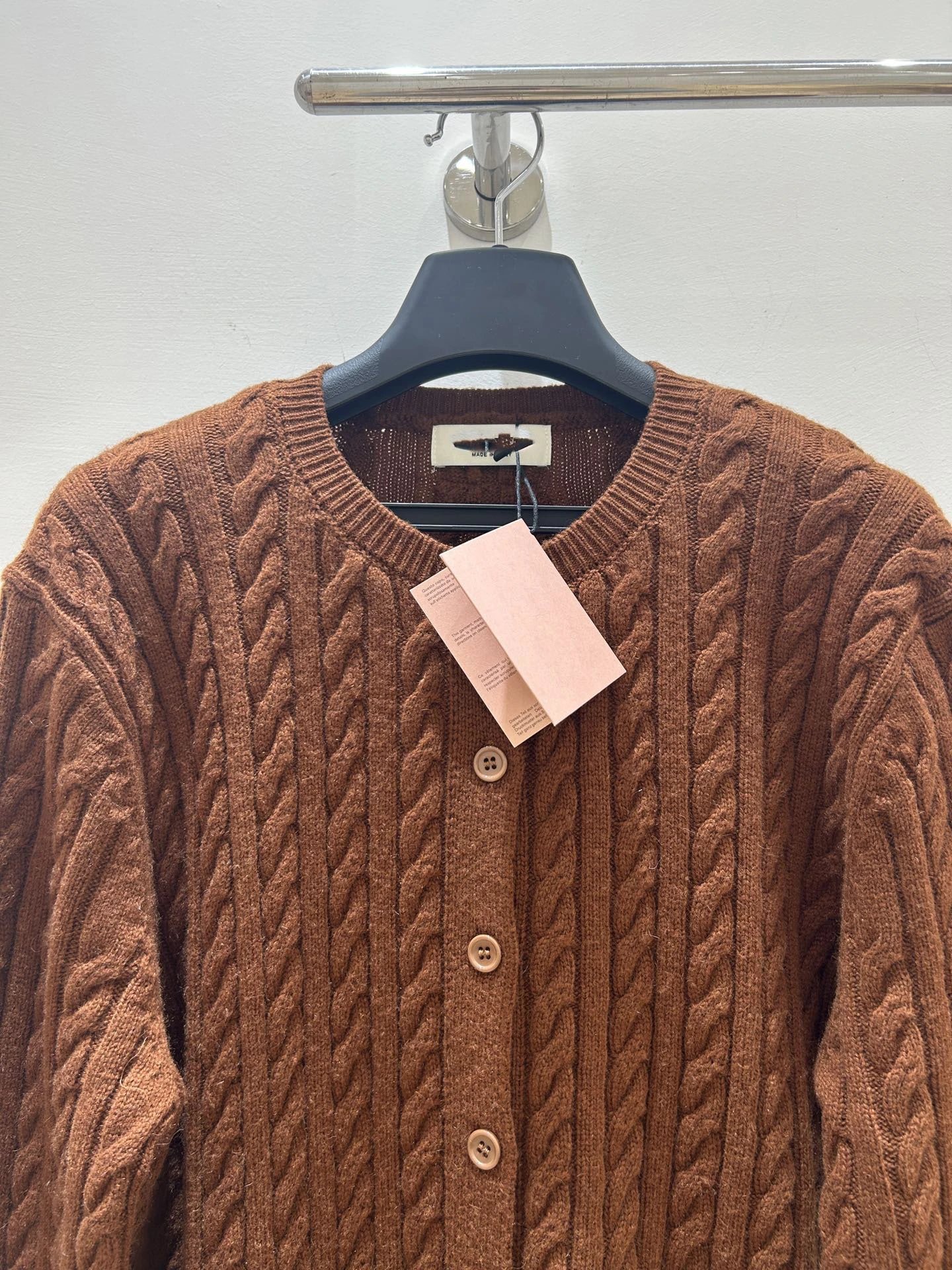 Design Cable Knit Brown Cardigan - 8