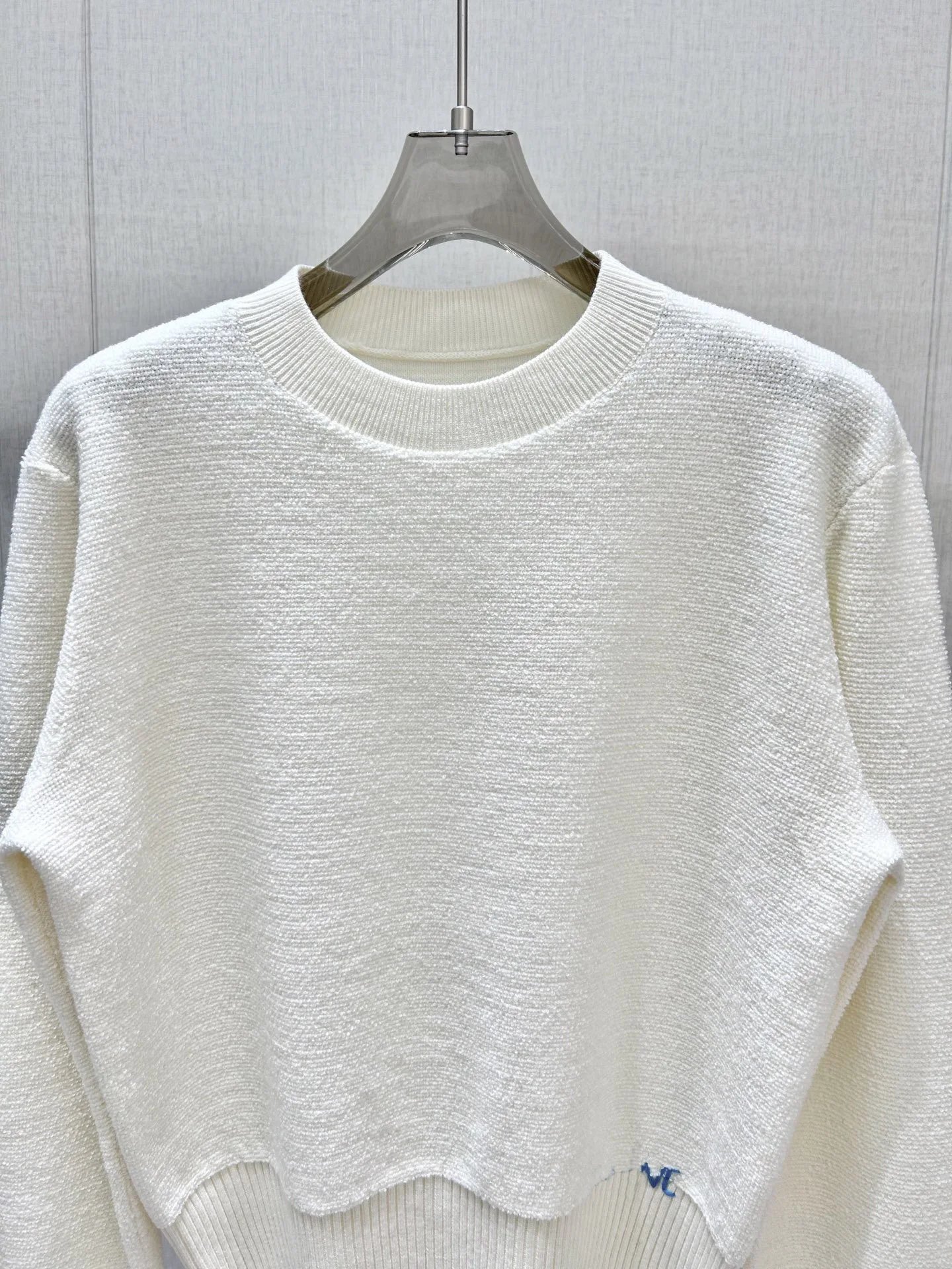 MMY Cropped Ribbed Knit Sweater Off-White - 3