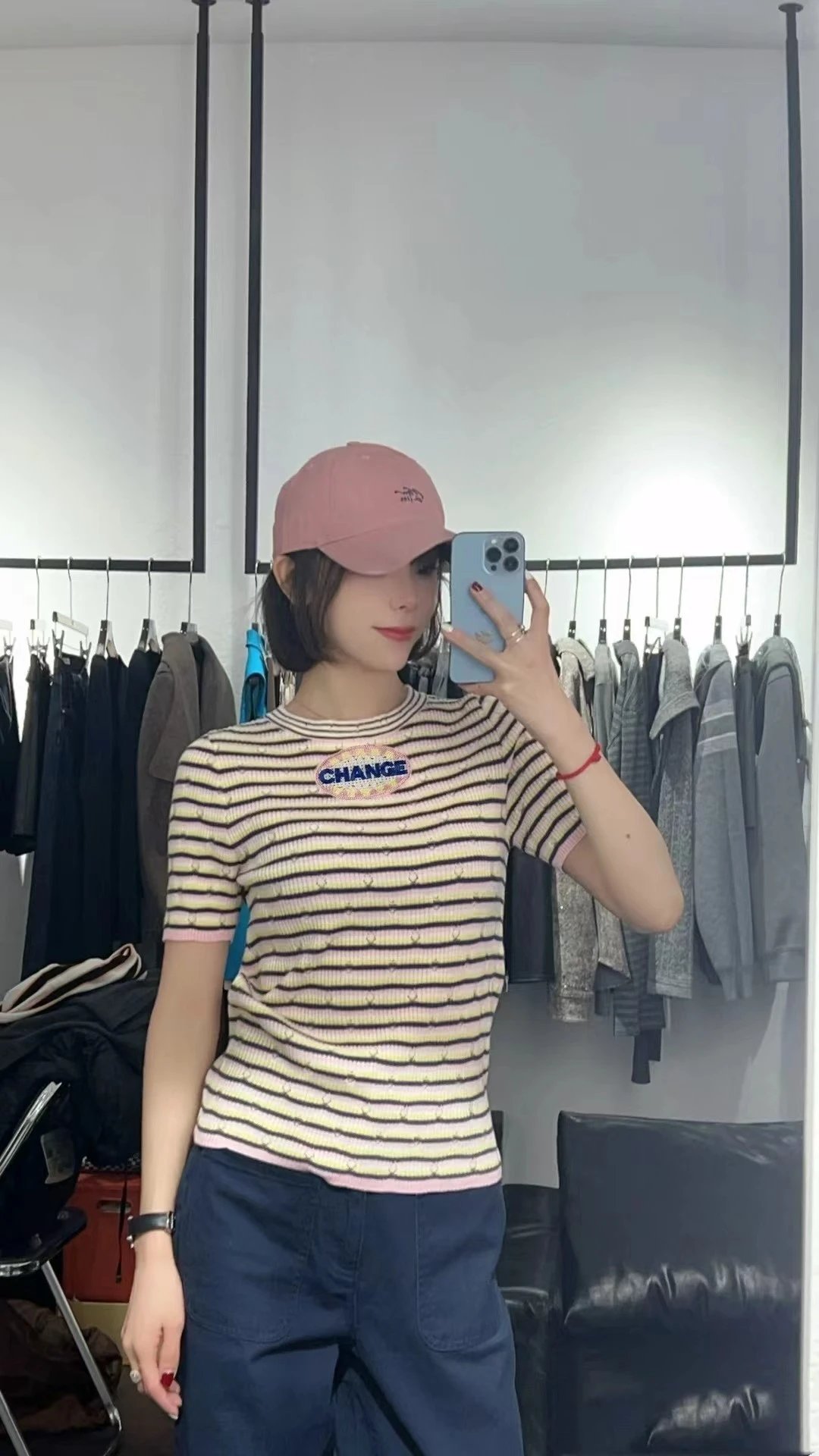 CHANGE Striped Knit Tee Multicolor Sweater - 6