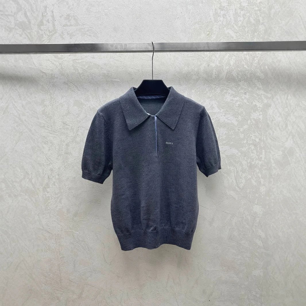 MMY Knit Polo Shirt in Charcoal Gray - 5