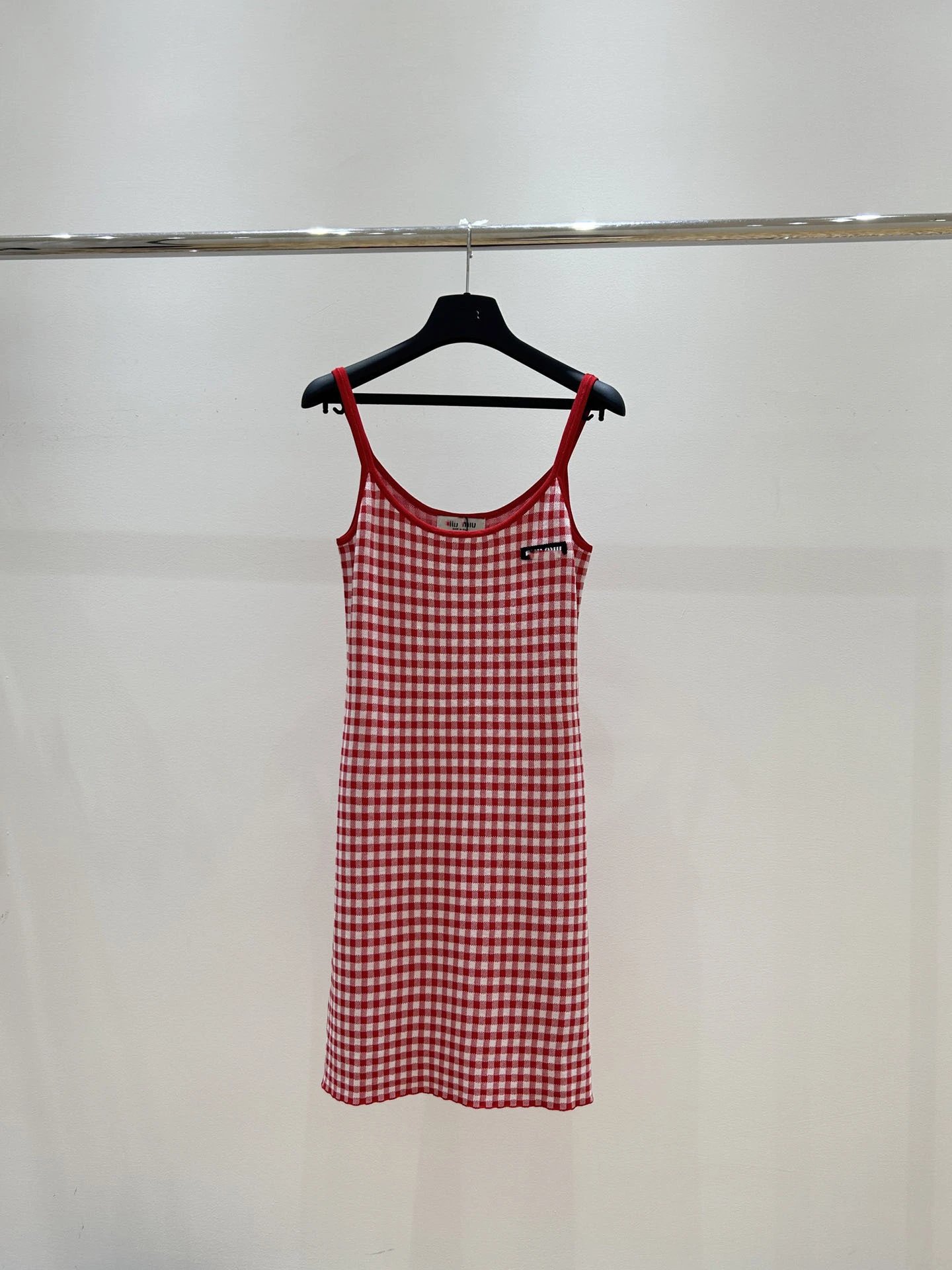 GRA Gingham Red-White Checkered Slip Dress - 5