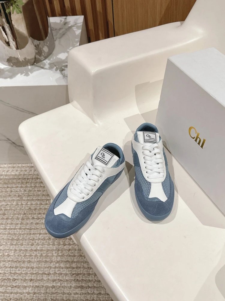 Chloé Tennis 1970 White and Gray Mesh Sneakers - 26