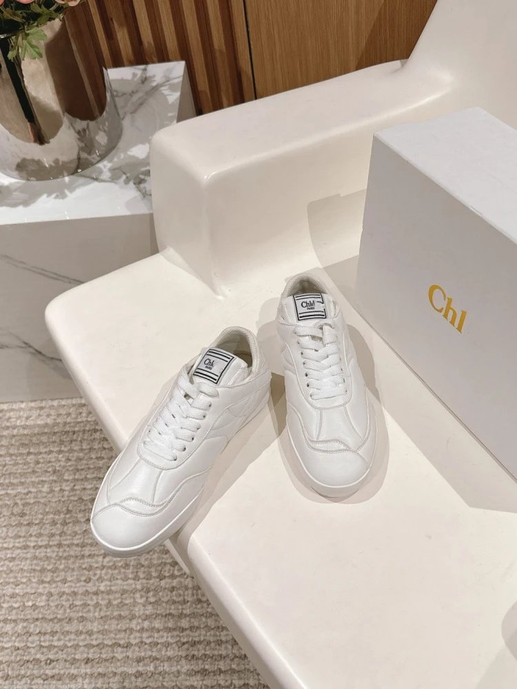 Chloé Tennis 1970 White and Gray Mesh Sneakers - 34