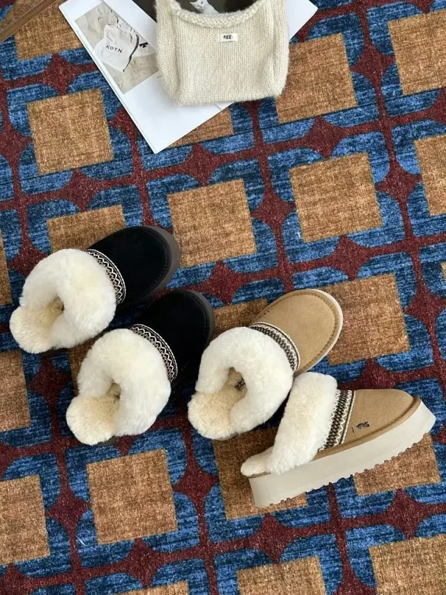 UGG Boots Fur-Lined Platform Ankle with Patterned Trim product detail image 2