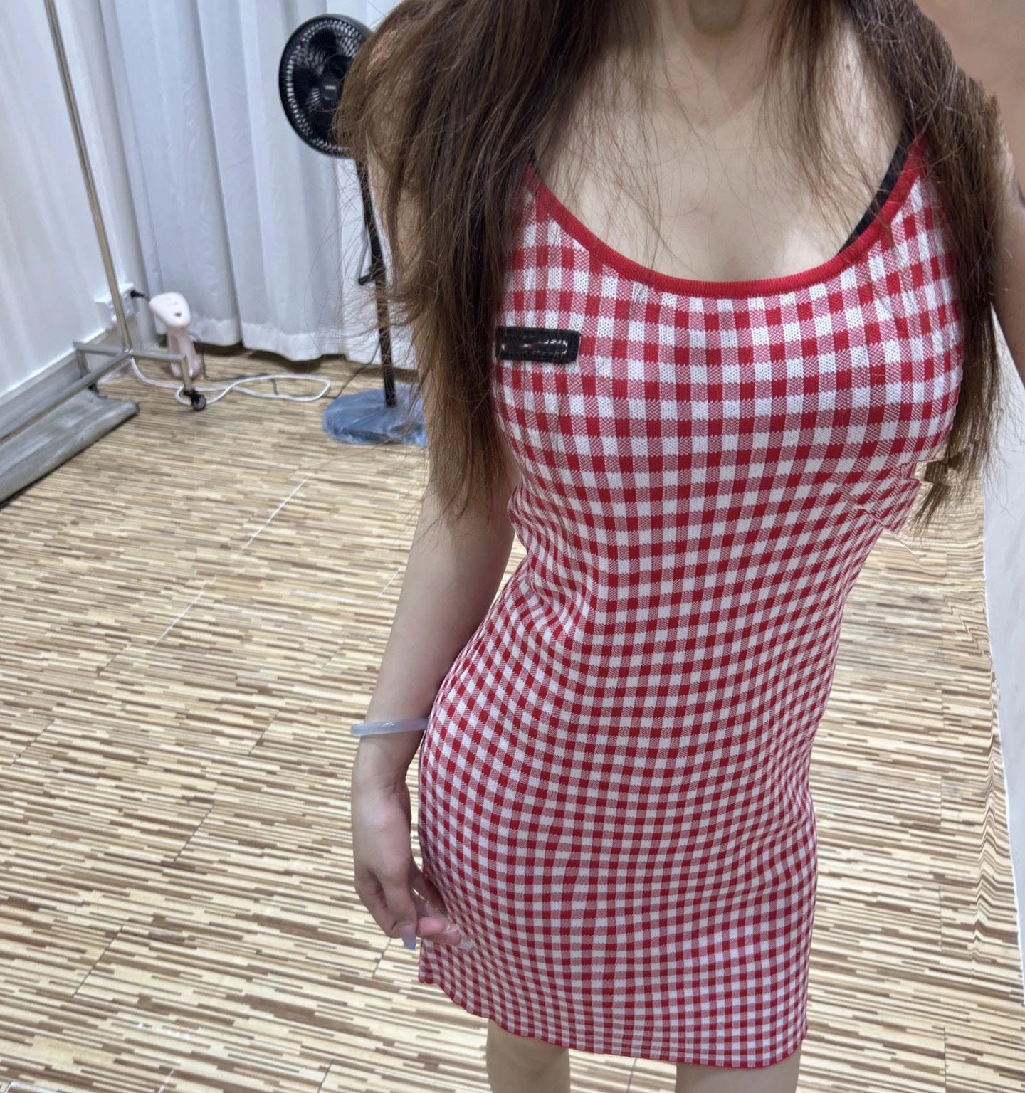 GRA Gingham Red-White Checkered Slip Dress - 15