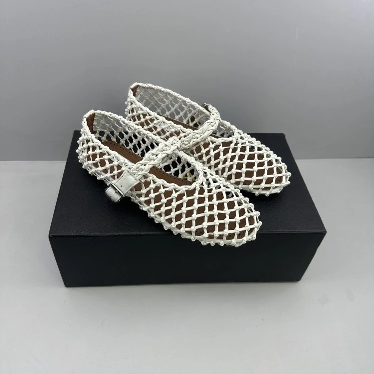 Maison Margiela Tabi Mesh Mary Janes Gold Shoes - 9