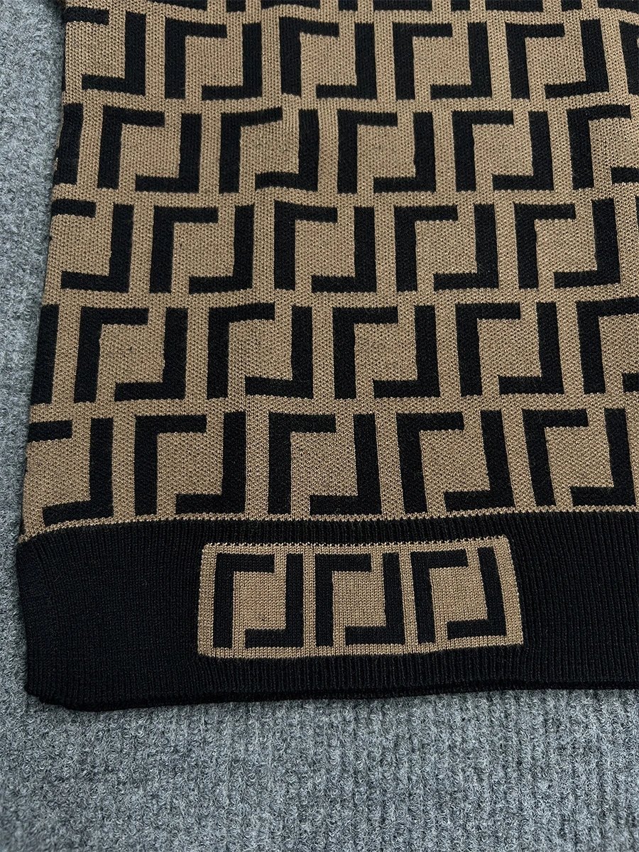 Fendi FF Logo Knit Sweater Beige and Black - 9