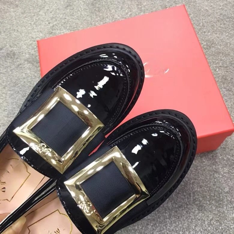 Roger Vivier Leather Shoes Patent Platform Loafers with Square Buckle image 1