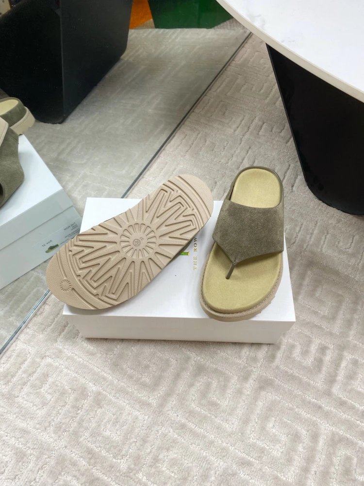 Gallery Dept. Suede Slide Sandals Olive Green Slippers - 9