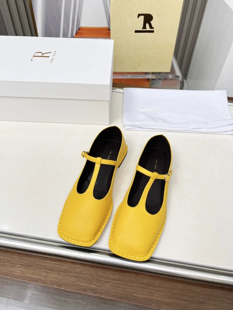The Row Mary Jane Black Leather Flat Shoes - 20