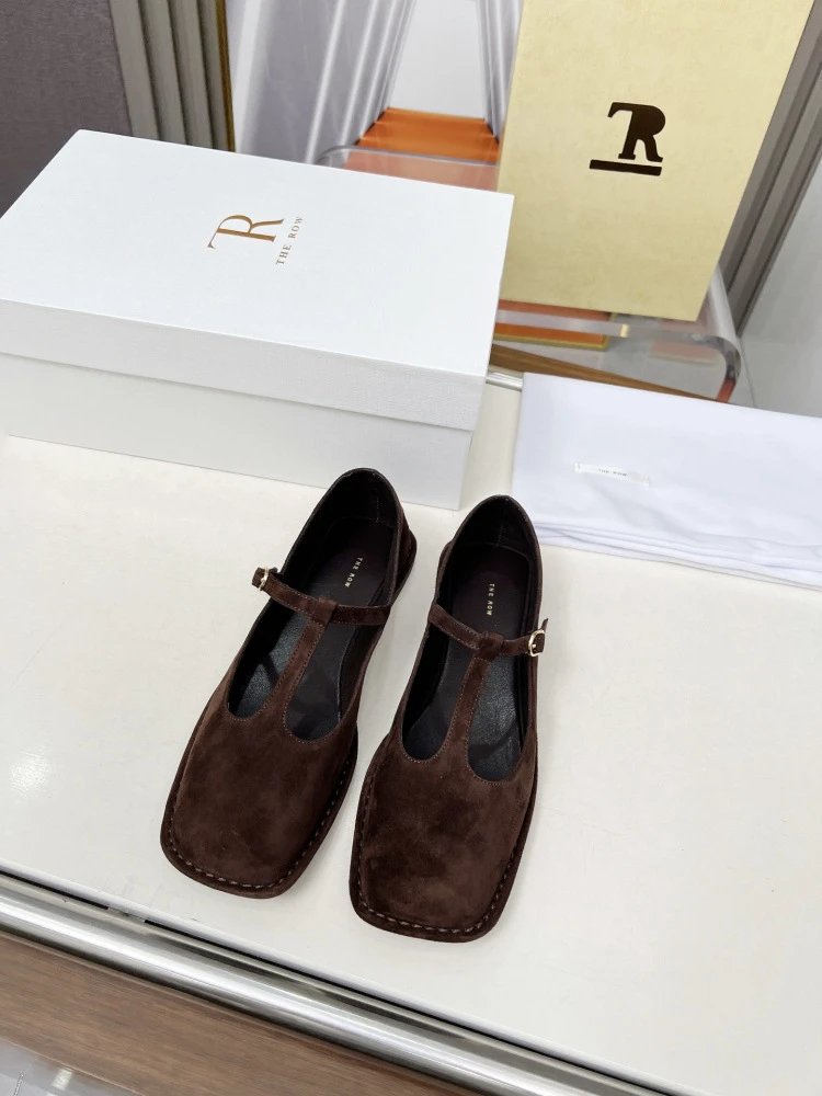 The Row Mary Jane Black Leather Flat Shoes - 39