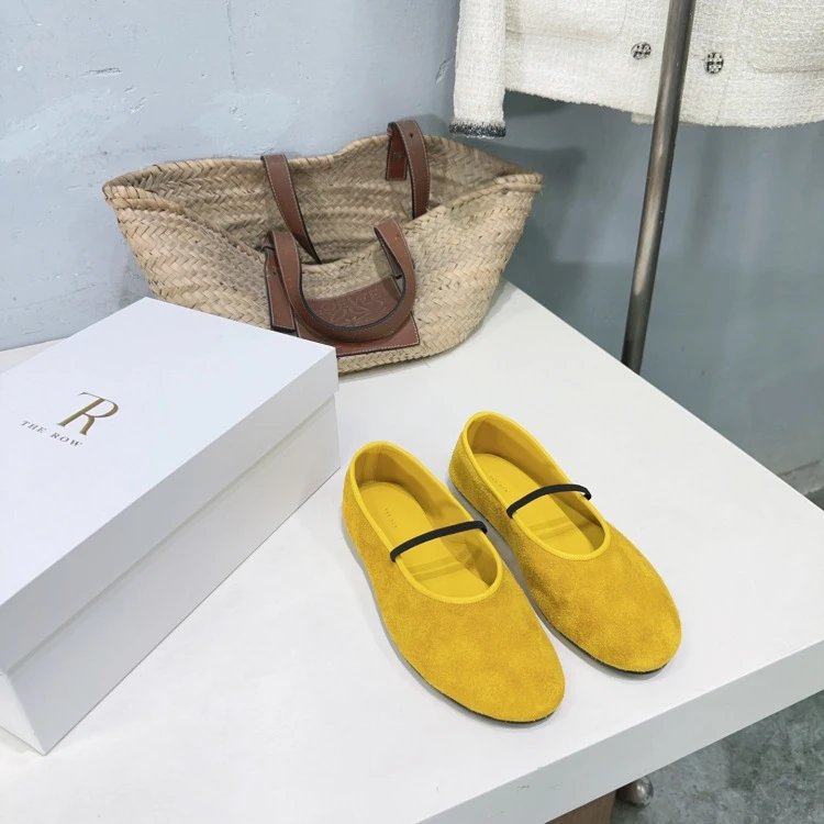 Loewe Flamenco Ballet Flats Light Gray Suede Shoes - 9