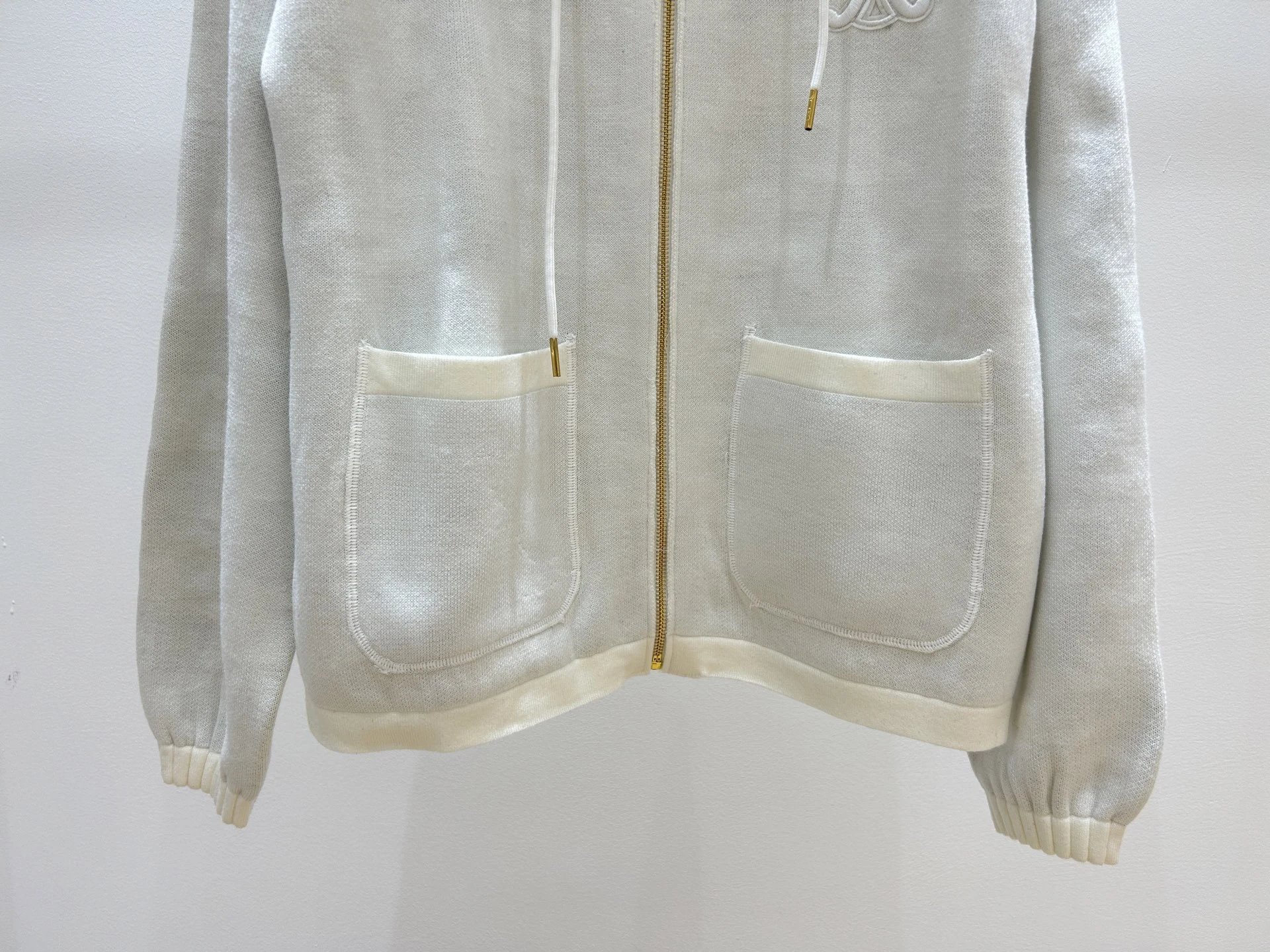 Celine Triomphe Jacquard Hooded Zip-Up Jacket Beige Brown - 5