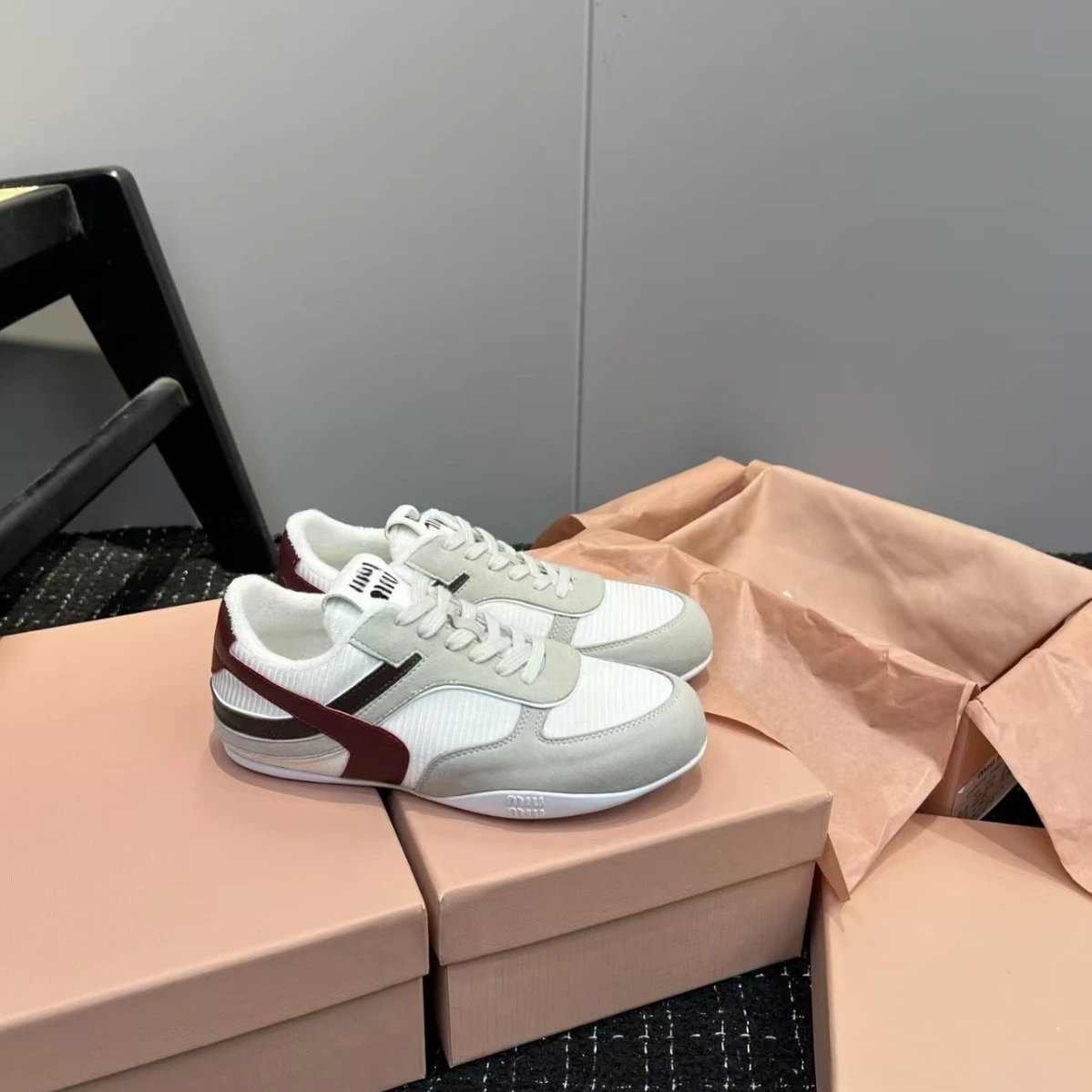 Miu Sneakers Low-Top Suede and Ribbed Textile image 2