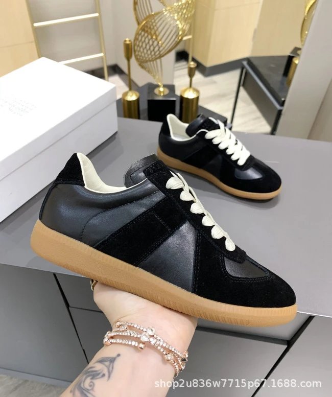 Maison Margiela Replica Sneakers Brown and Black Suede Leather Sneakers - 27