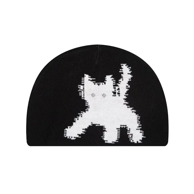 aeae Hats Reversible Knitted Cat Graphic Beanie product detail image 6