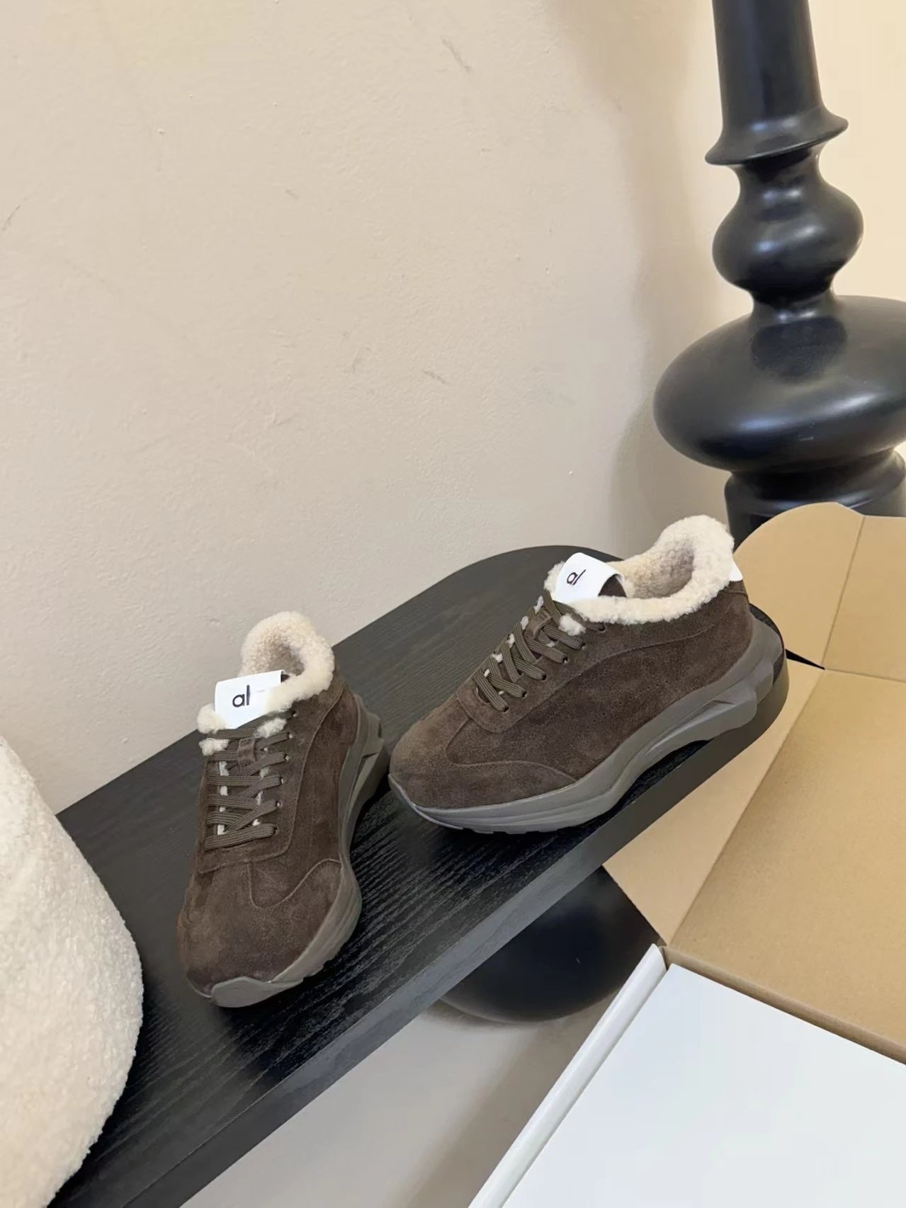 UGG Fluff Sneaker Brown Suede Shearling-Lined Sneakers - 7