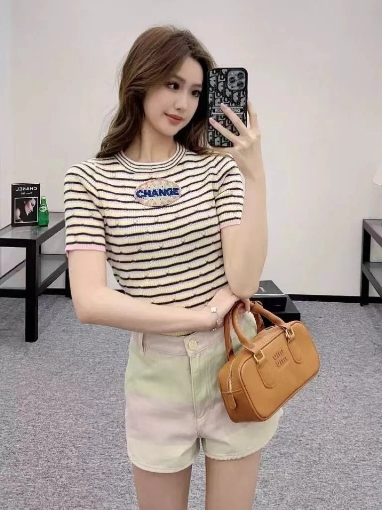 CHANGE Striped Knit Tee Multicolor Sweater - 3