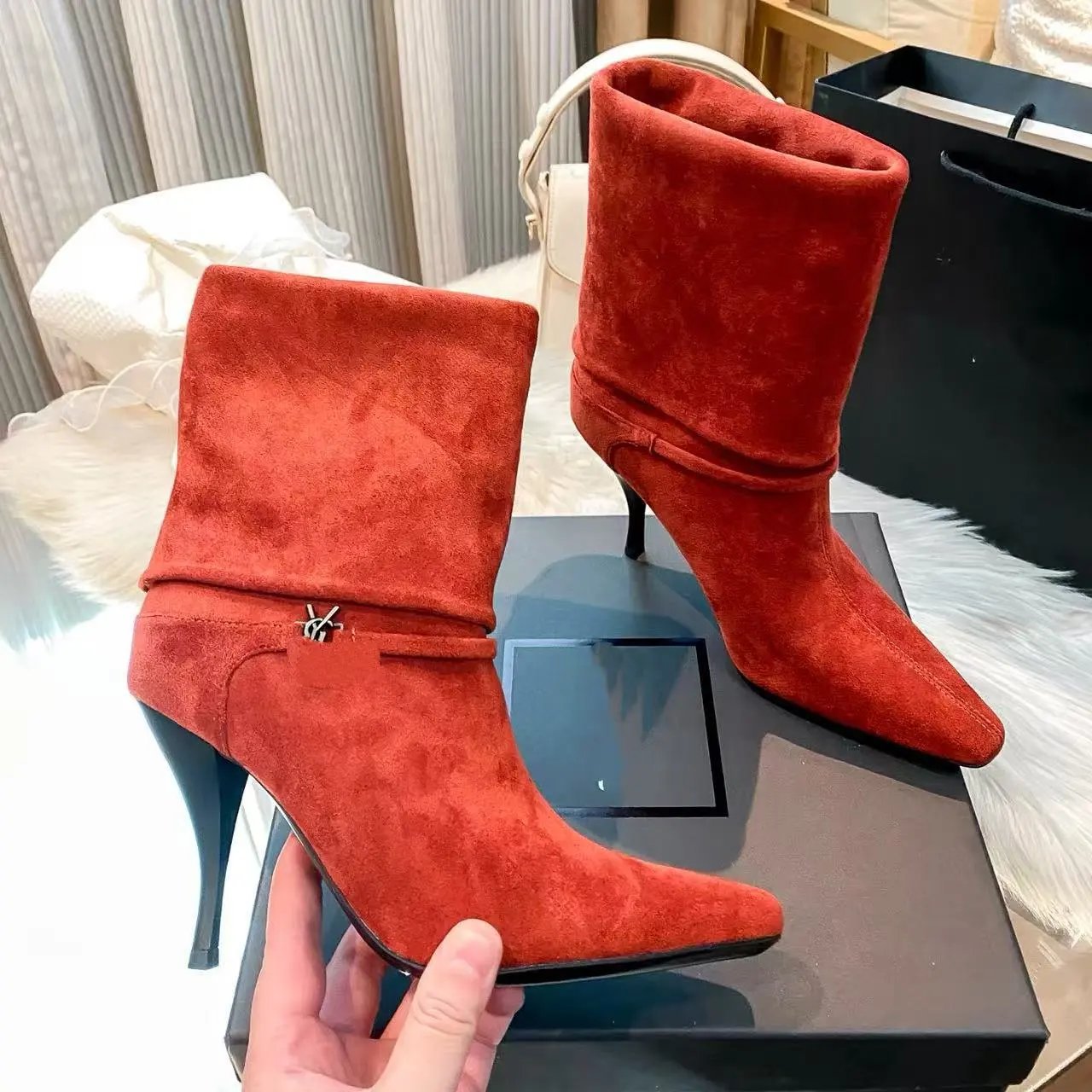 Saint Laurent Boots Fold-Over Shaft Pointed-Toe Stiletto image 3