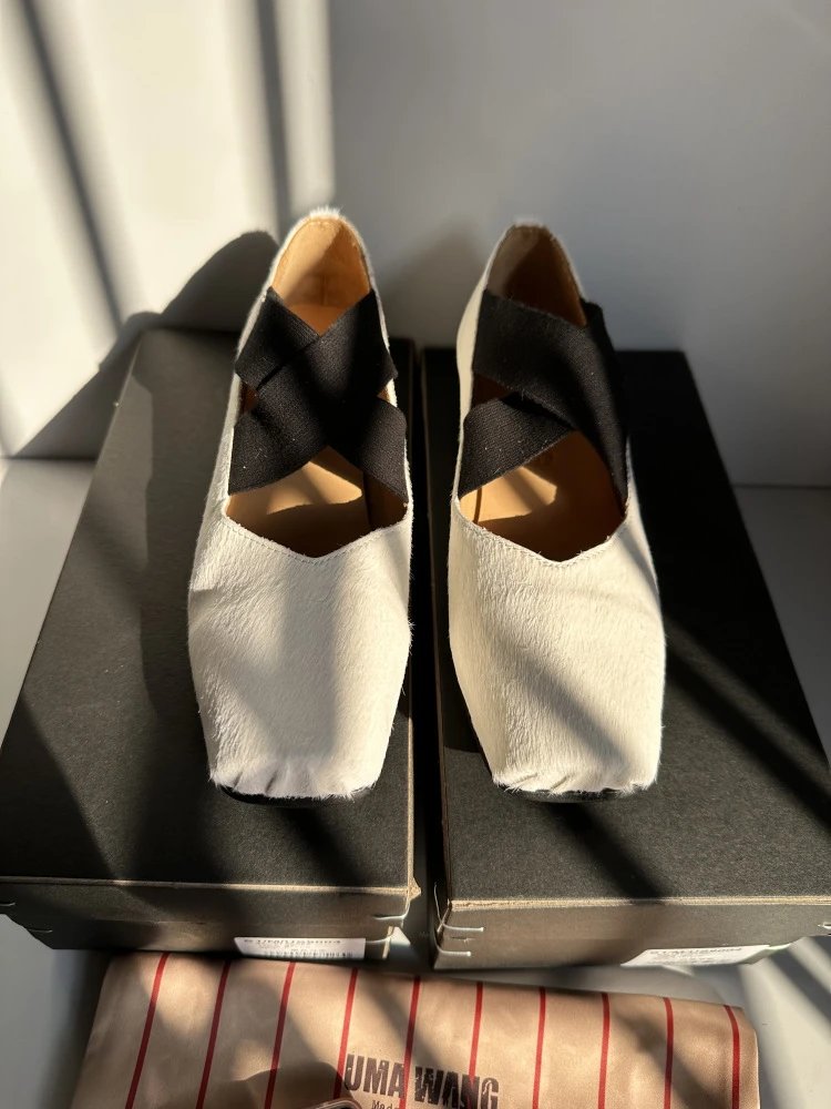 Design Mary Jane Flats Beige Suede with Black Strap Casual Shoes - 12