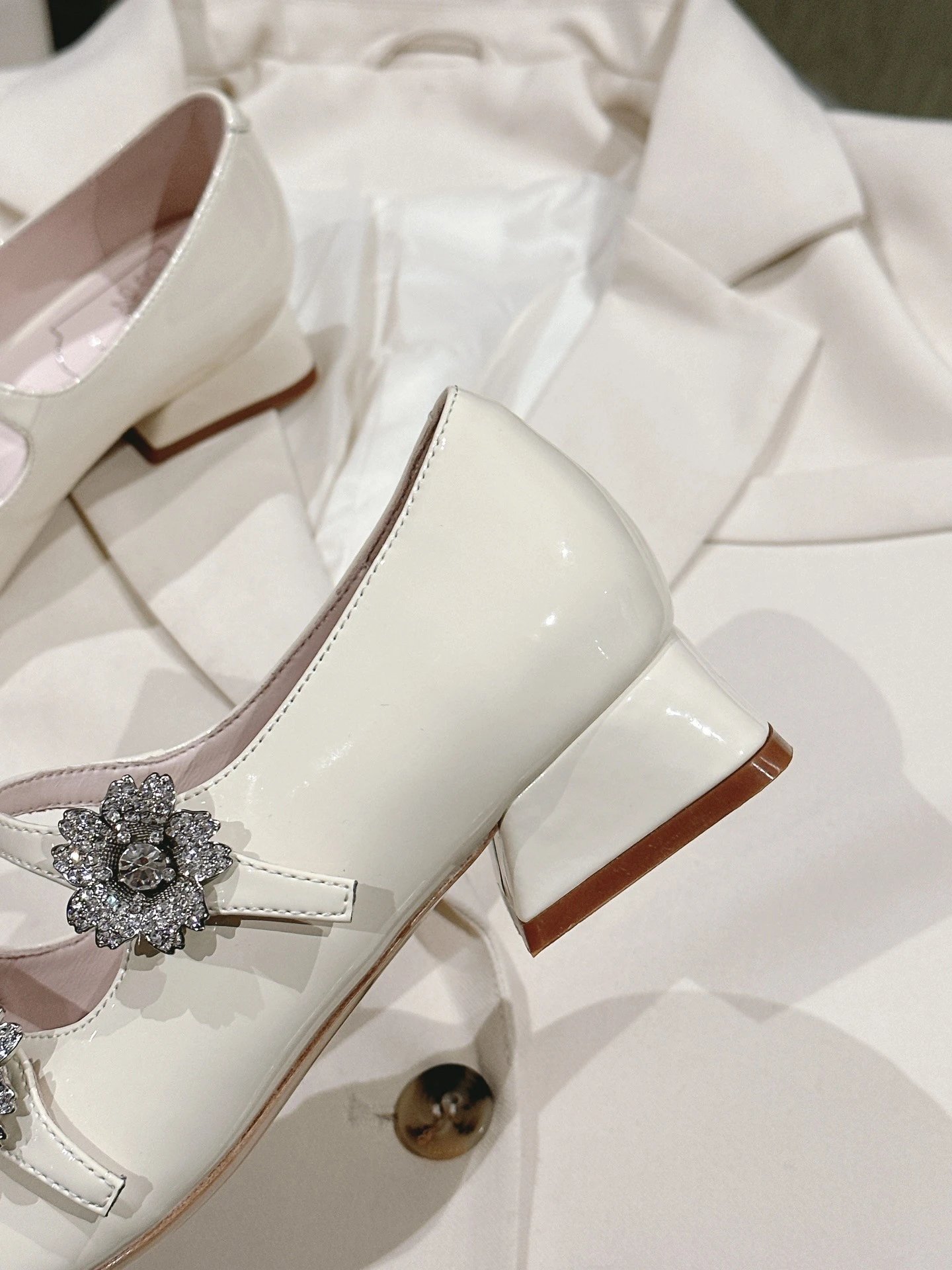 Chanel Mary Jane Heels Silver Glitter Crystal-Embellished Block Heels - 16
