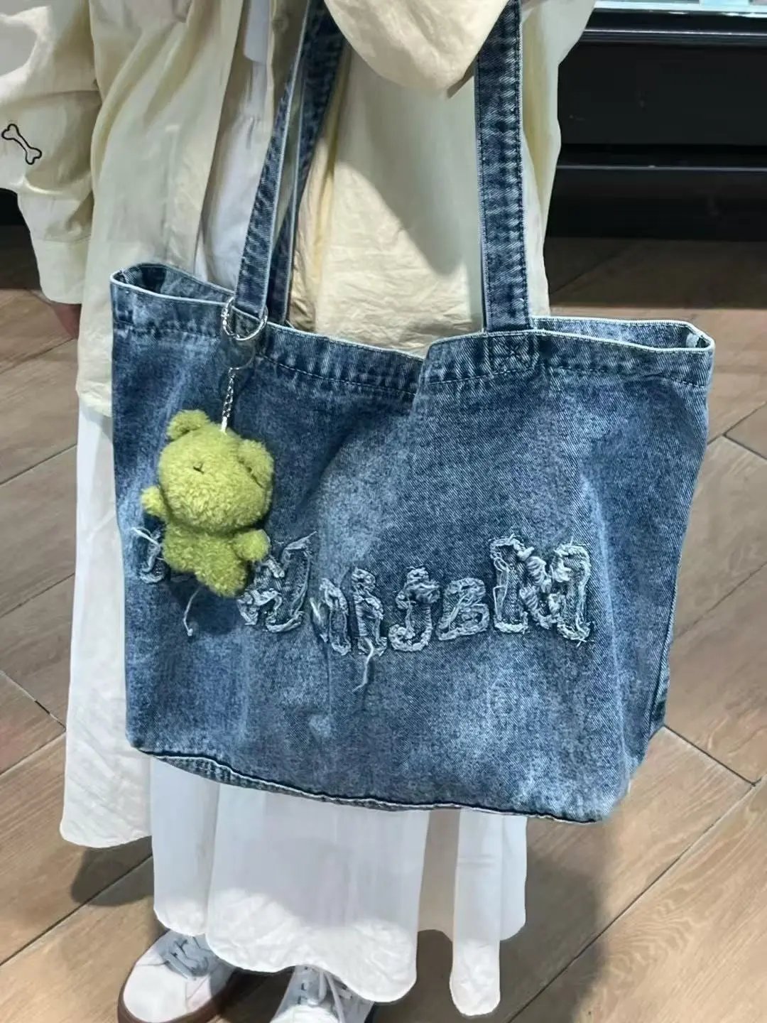 Matin Kim Denim Tote Bag Black - 18