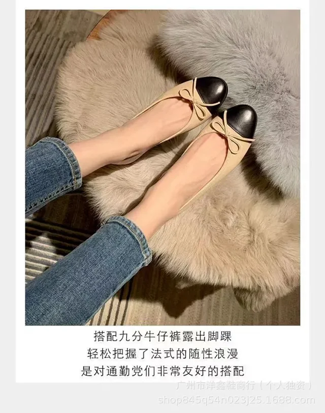 Unbranded Leather Shoes Cap-Toe Bow Ballet Flats product detail image 2
