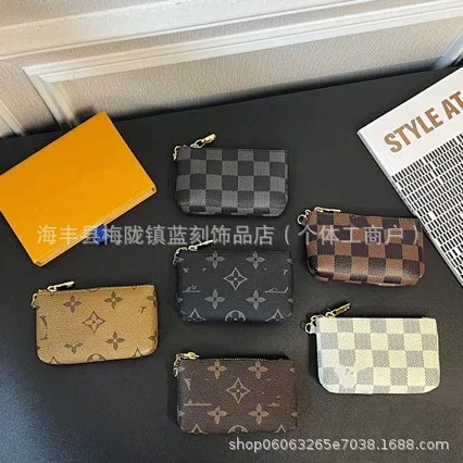 Unbranded Wallets & Card Holders Zippered key pouch with monogram and checkered prints product detail image 1