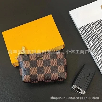 Unbranded Wallets & Card Holders Zippered key pouch with monogram and checkered prints product detail image 3