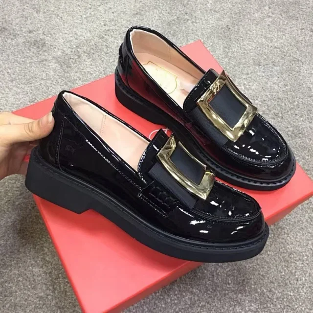 Roger Vivier Leather Shoes Patent Platform Loafers with Square Buckle product detail image 2