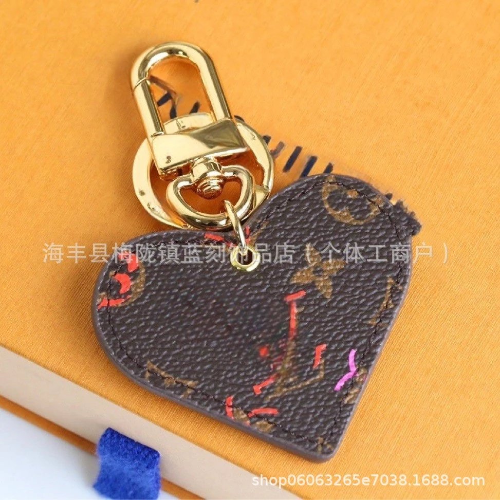 Strawberry Charm Keychain with Initial 'A' Gold-Tone Accessories - 5