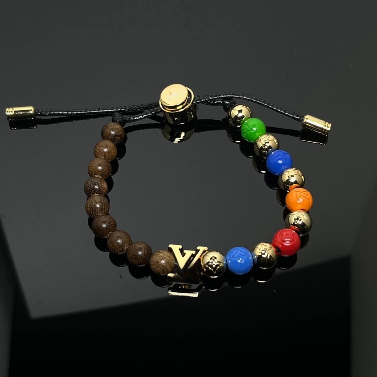 Louis Vuitton Multicolor Beaded Bracelet with LV Logo Charm - 2