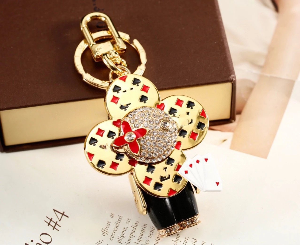 Red Flower-Shaped Keychain Charm Accessory - 6