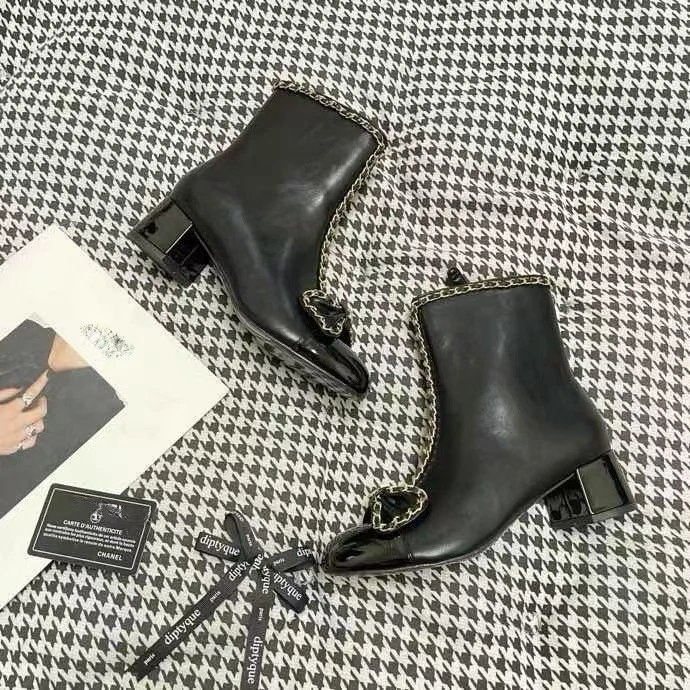 Unbranded Boots Ankle with Chain Trim, Bow Detail and Cap Toe image 4