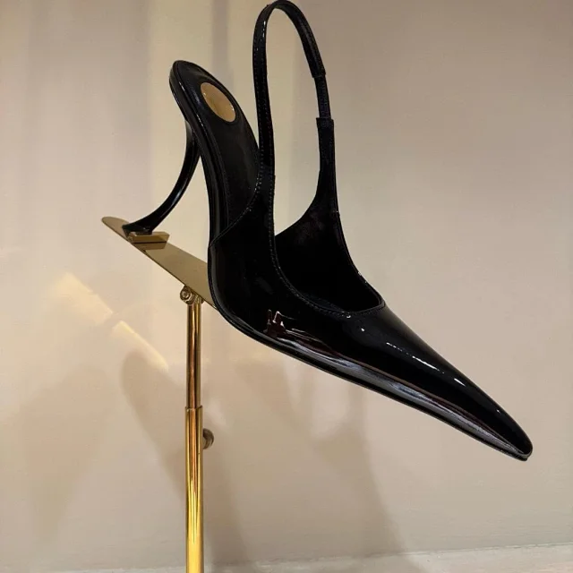 Unbranded High Heels Patent Leather Pointed-Toe Slingback Stiletto product detail image 1