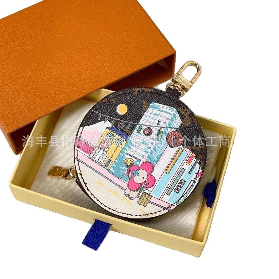 Louis Vuitton Wallets & Card Holders Round Zip Coin Purse Keychain with Cartoon Print image 5