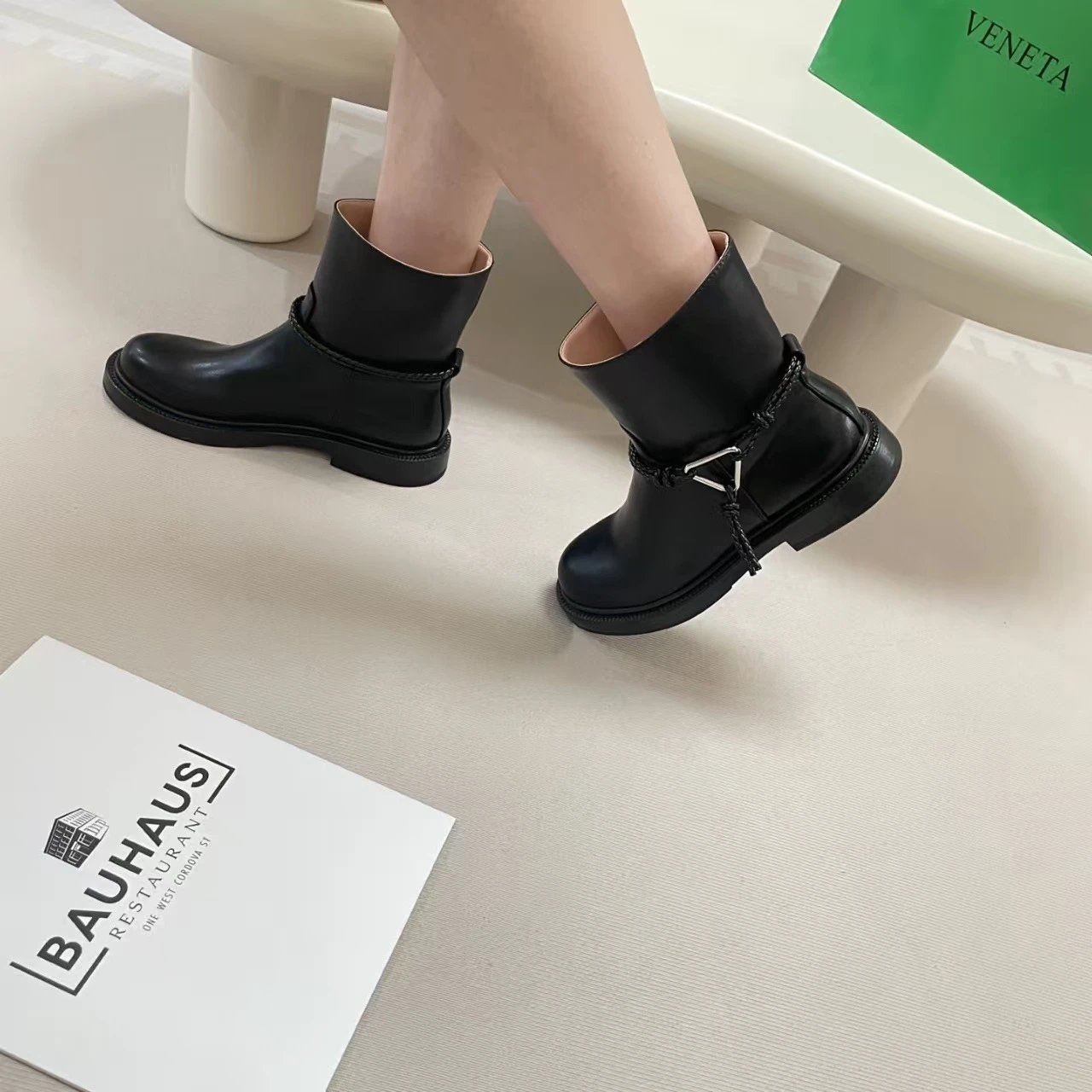Unbranded Boots Round-Toe Braided Strap Buckle Ankle image 3