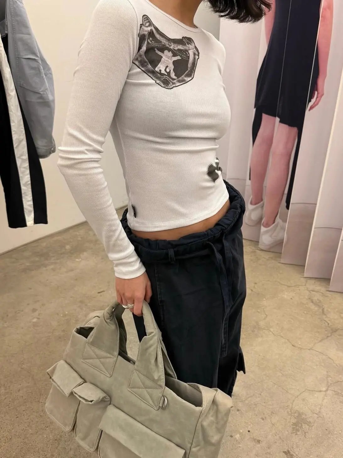 Open YY Heart Shield Knit Top Black - 26