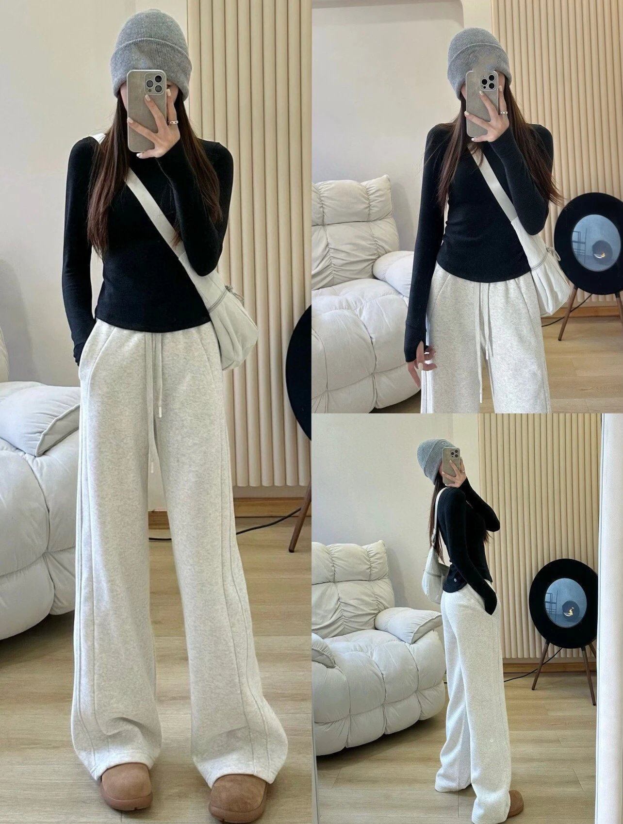 Design Wide-Leg Drawstring Pants Navy - 3
